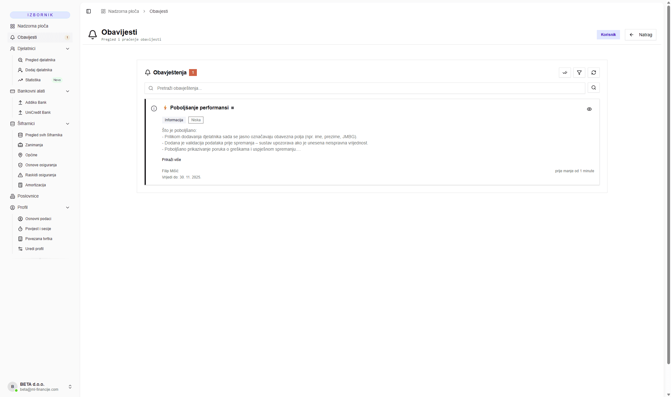 Sustav prijave i odjave radnika screenshot 5